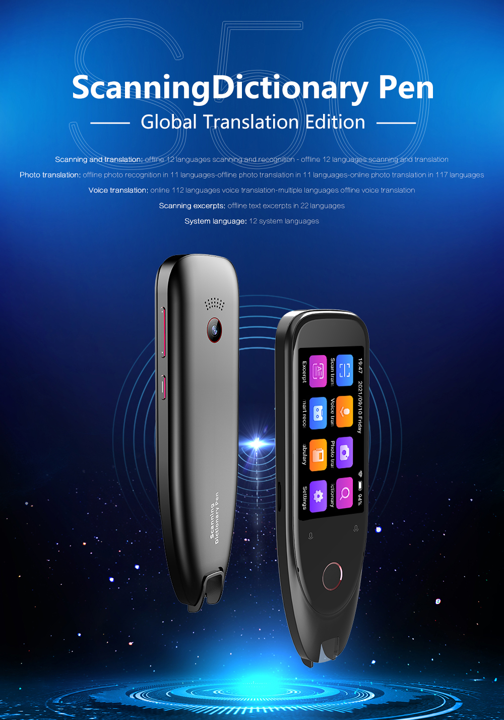 S50 Smart Voice Scan Translator Pen Photo Translation Offline Translation Real Time Translation Pen Translator Business Travel