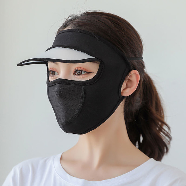Women Thin Breathable Ice Silk Sunscreen Long Neck Full Face Mask Summer UV Protection Cycling Outdoor Beach Beauty Sun Hat