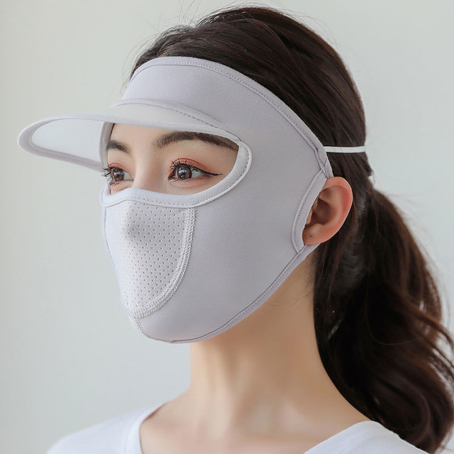 Women Thin Breathable Ice Silk Sunscreen Long Neck Full Face Mask Summer UV Protection Cycling Outdoor Beach Beauty Sun Hat