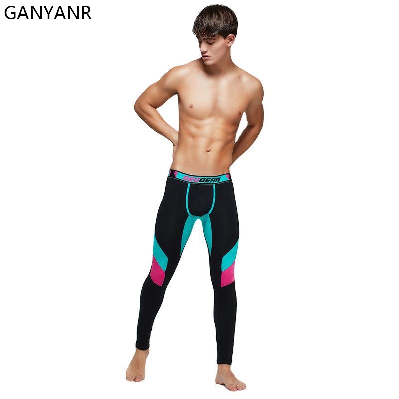 Running Tights Men Sportswear Compression Long Pants Gym Leggings Fitness Sport Basketball Sexy Yoga Training U Convex