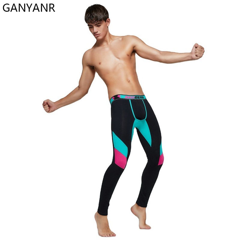 Running Tights Men Sportswear Compression Long Pants Gym Leggings Fitness Sport Basketball Sexy Yoga Training U Convex