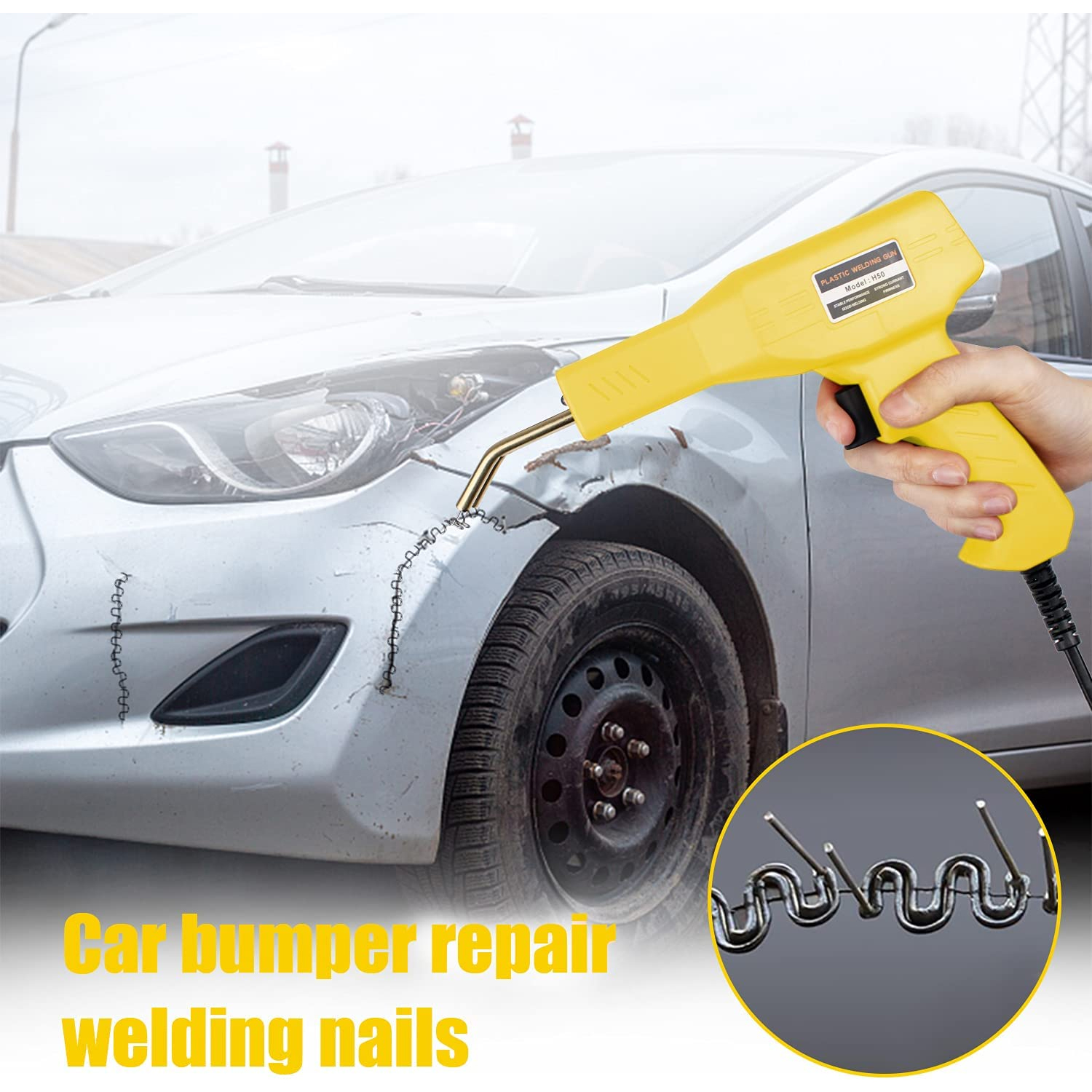 Plastic Welder Gun 50W Heat Gun Hot Stapler Plastic Welding Machine Bumper Soldering Iron Staples Bumper Repair Car Tools Kit