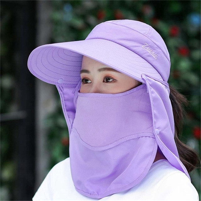 Women Beach Sun Hats Double Layer Foldable UV Protection Fishing Summer Outdoor Cap Hiking Women Sun Hat Camping Visor Hat