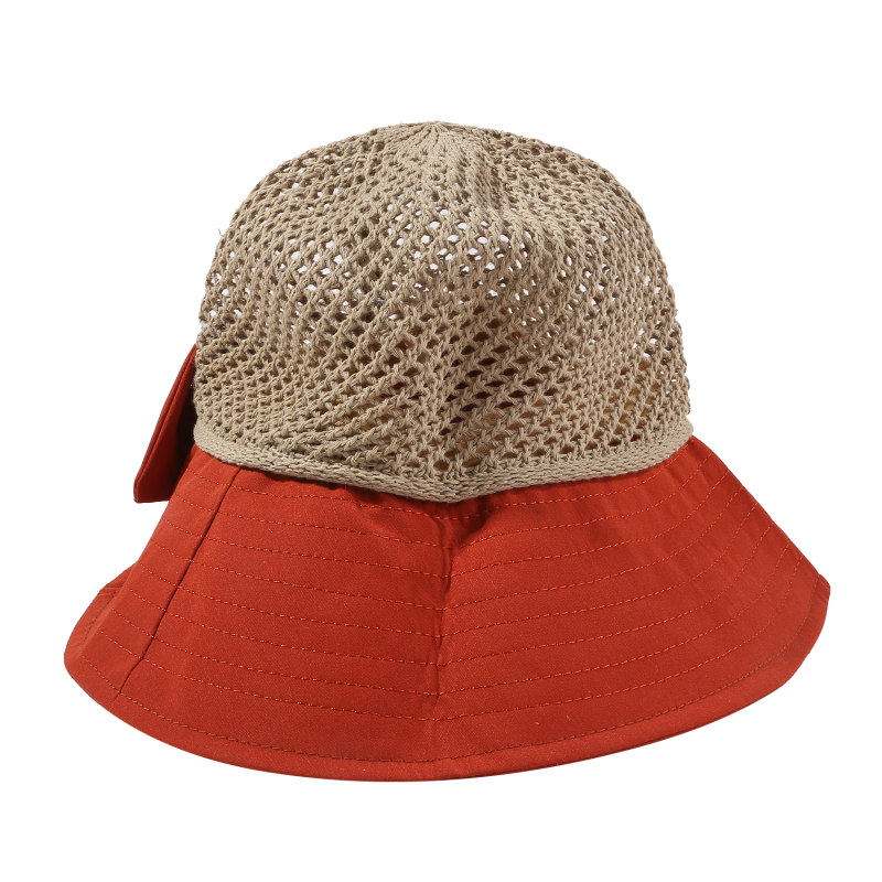 Women's Sun Hat Bucket Hats Spring Summer And Autumn Breathable Hollow Stitching Foldable Hat Outdoor Beach Bow Hats