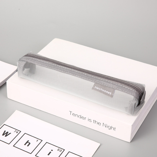 Transparent Stationery Pencil Bag Student Examination Dedicated Nylon Mesh Pen Case Unisex Large Capacity Pouch School Supplies