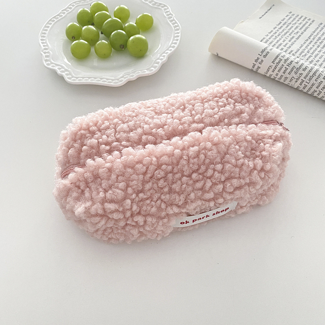 Lambswool Pencil Case Desktop Storage Bag Cosmetic Make Up Organizer Soft Large Capacity Stationery For School Simple Gift