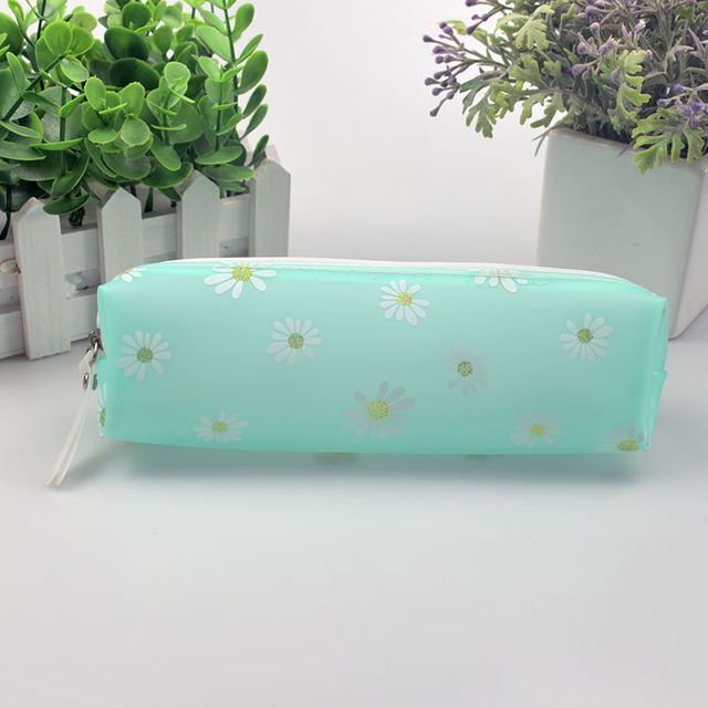 Kawaii Daisy Pencil Case Transparent Daisy Candy Color Gift School Pencil Box Pencil Bag School Supplies Stationery Pencil Bag