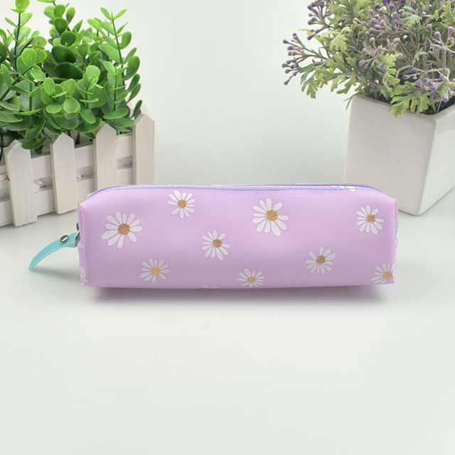 Kawaii Daisy Pencil Case Transparent Daisy Candy Color Gift School Pencil Box Pencil Bag School Supplies Stationery Pencil Bag