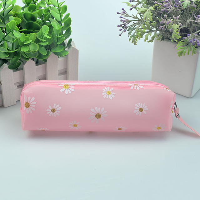 Kawaii Daisy Pencil Case Transparent Daisy Candy Color Gift School Pencil Box Pencil Bag School Supplies Stationery Pencil Bag