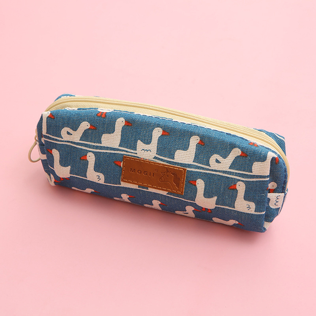Canvas Pencil Bag Small Flowers Pencil Cases Kawaii Stationery Bag Pencil Pouch Office School Supplies Pen Bag