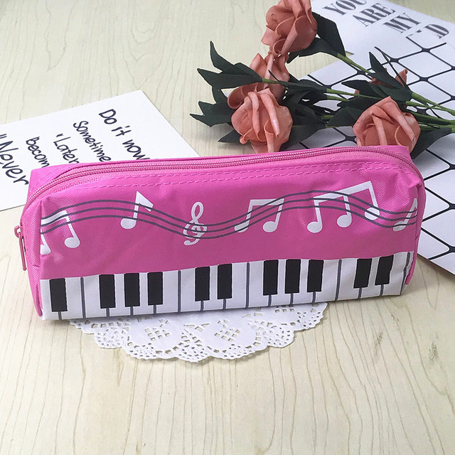 Creative Piano Key Canvas Pencil Bag Student Stationery Zipper Storage Bag Pen Pencil Eraser Organizer School Supplies