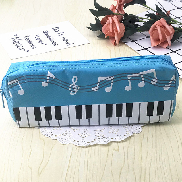 Creative Piano Key Canvas Pencil Bag Student Stationery Zipper Storage Bag Pen Pencil Eraser Organizer School Supplies