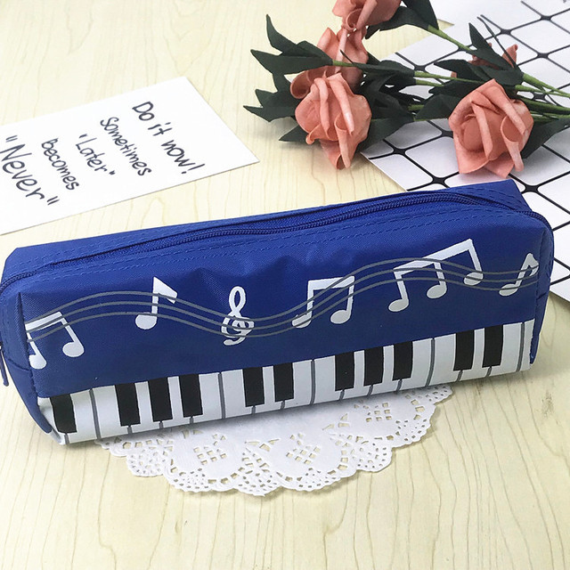 Creative Piano Key Canvas Pencil Bag Student Stationery Zipper Storage Bag Pen Pencil Eraser Organizer School Supplies