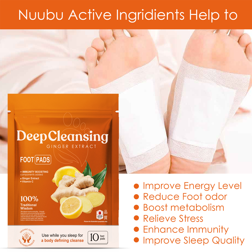 10PCS Ginger Deep Cleansing Foot Pads for Stress Relief Better Sleep Organic Detox Foot Patches Detoxification Foot Care