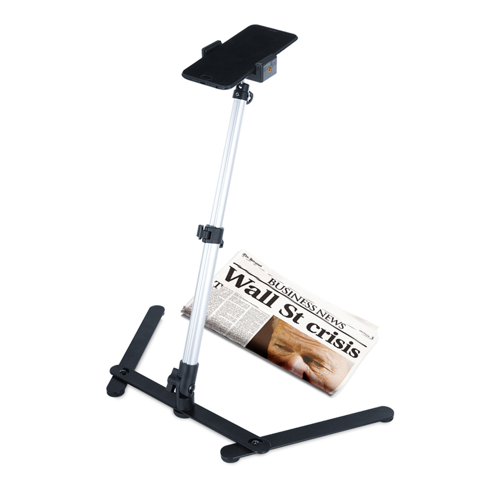 Overhead Shooting Phone Stand Adjustable Desktop Tripod with 10 inch LED Ring Light Set for YouTube Live Streaming Video Record