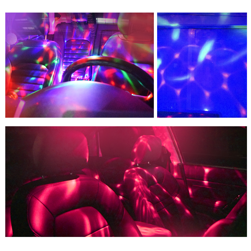 RGB LED Stage Lights Sound Activated Rotating Disco Ball USB Car Ambient Light DJ Party Lights Car Interior Atmosphere Lamp