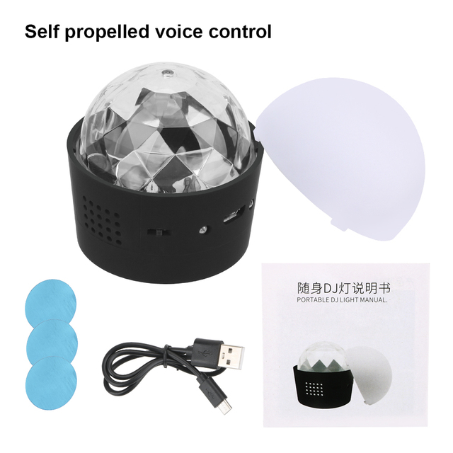 RGB LED Stage Lights Sound Activated Rotating Disco Ball USB Car Ambient Light DJ Party Lights Car Interior Atmosphere Lamp