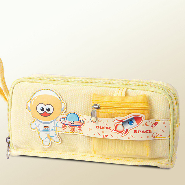 Cartoon portable canvas pencil bag with pen insert coin purse large capacity pencil case school student stationery storage bags