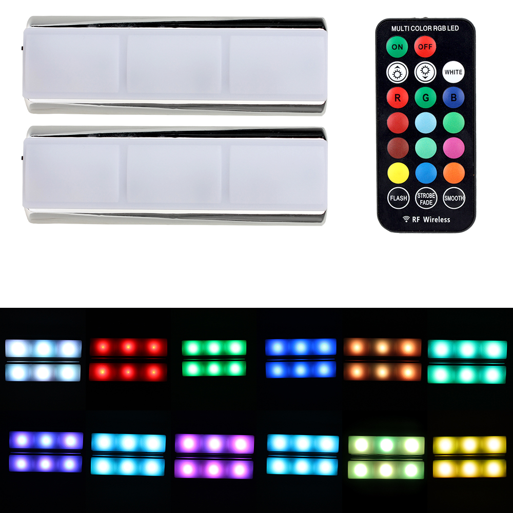 LED Wireless Remote LED Car Decorative Lamp RGB Charging Foot Light Auto Ambient Light Lamp Car Interior Atmosphere Light 2 PCS