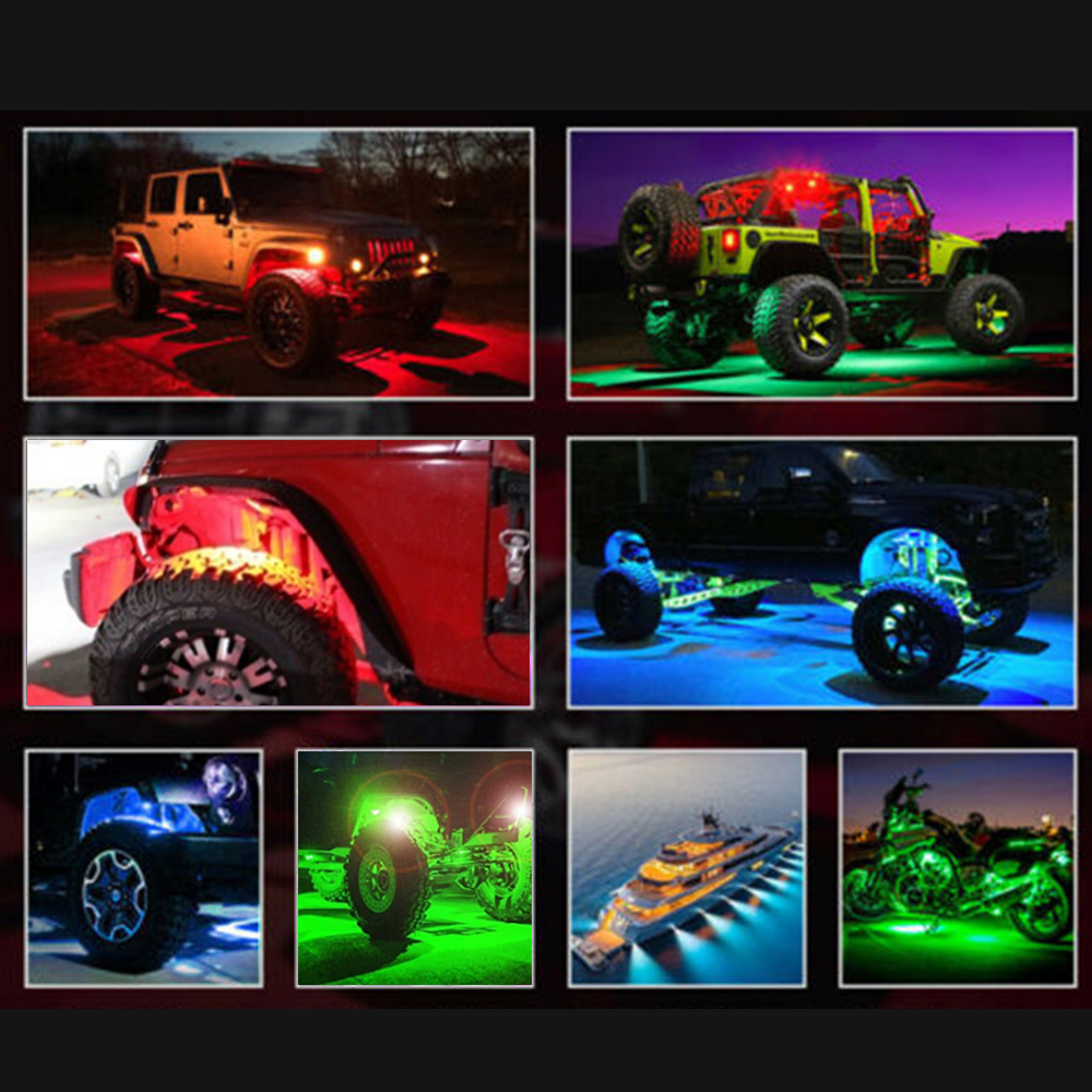 2pc For Jeep Atv Suv Offroad Car Truck Yacht Waterproof LED Rock Lights Underbody Glow 1 Pair Trail Rig Lamp Led Neon Light