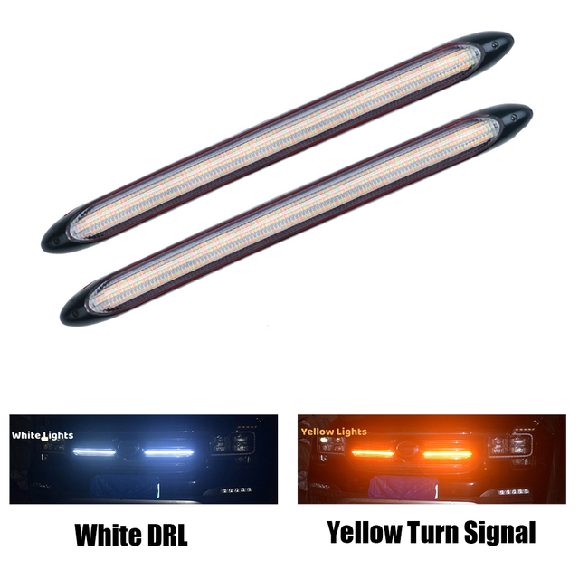 2pcs 15.5cm Flexible DRL LED Strip Car Daytime Running Light Auto Headlights Waterproof White Turn Signal Yellow Brake Flow Lamps 12V