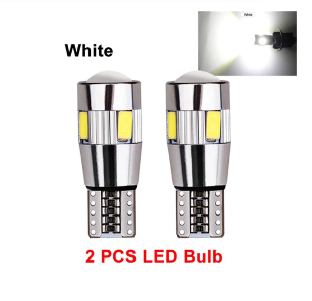 2x Car 5W5 LED Bulb T10 W5W LED Signal Light Canbus 12V 6000K Auto Claerance Wedge Side Reverse Lamps