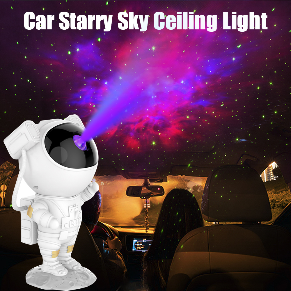 Car Interior RGB Light Astronaut Projector Lens Galaxy Starry Sky Ceiling Ambient Lamp Night Decorative Camper Bedroom Luminaire