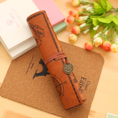 Hot Vintage leather pencil case for school boys girls pencil bag pencil-case school supplies pencil cases