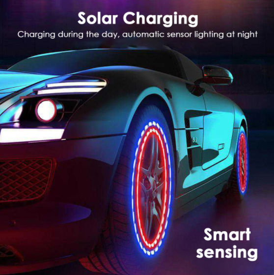 1pc LED Light Solar Energy Flash Car Wheel Light Hub Bulb Tire Tyre Valve Cap Lamp
