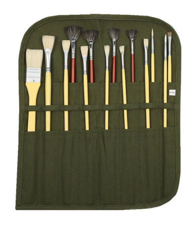 16 Holes Pencil Case School Supplies Art Pen Bag Pouch Canvas Pen Wrap Roll Makeup Cosmetic Brush Pen Storage Stationery Student