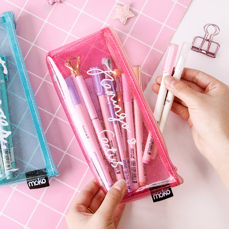 1 Pc Kawaii Pencil Case Transparent letters Gift Estuches School Pencil Box Pencilcase Pencil Bag School Supplies Stationery