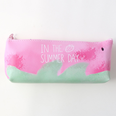 Creative fashion fruit strawberry leather pencil case waterproof Large capacity pencil bag Storage bag for Girl birthday present