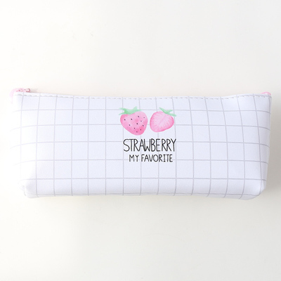 Creative fashion fruit strawberry leather pencil case waterproof Large capacity pencil bag Storage bag for Girl birthday present