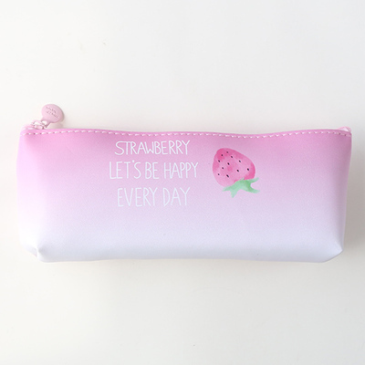 Creative fashion fruit strawberry leather pencil case waterproof Large capacity pencil bag Storage bag for Girl birthday present