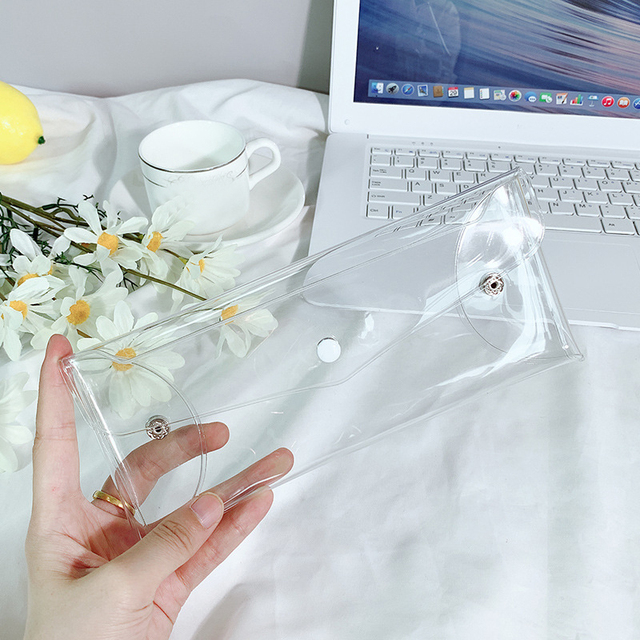 Transparent PVC Stationary Organizer Stationery Pen Holder Cute Pencil Case Office Supplies Desk Accessories
