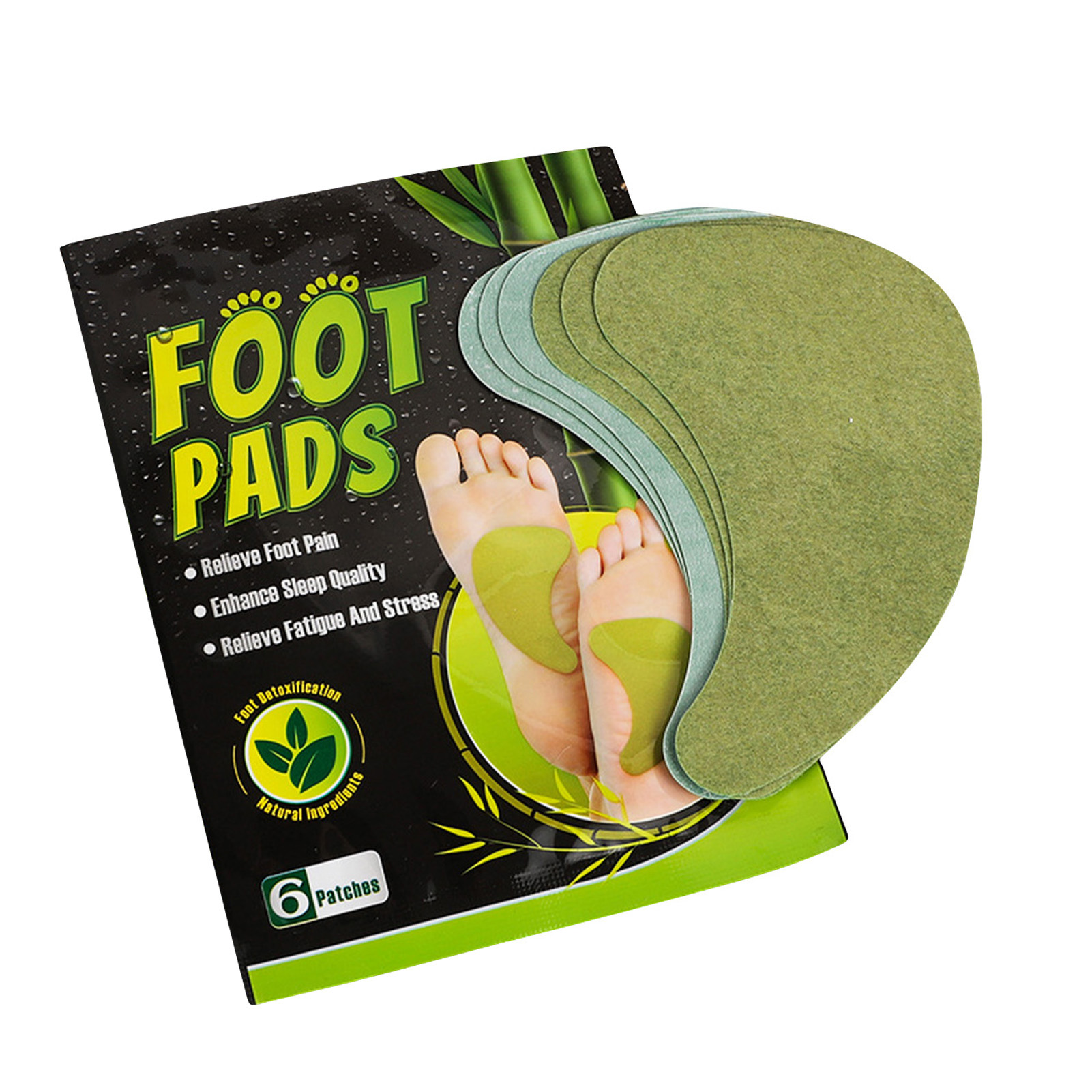 6pcs Detox Foot Pads Stress Relief Deep Sleep Natural Herbal Toxins Cleansing Pad Improve Sleep Feet Stickers To Relieve Stress