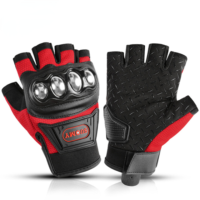 Gloves Half -finger breathable summer gloves Follow -defense motorcycle gloves gloves stainless steel metal protective case