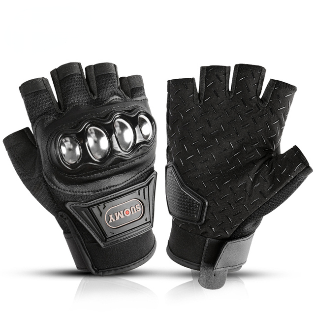 Gloves Half -finger breathable summer gloves Follow -defense motorcycle gloves gloves stainless steel metal protective case