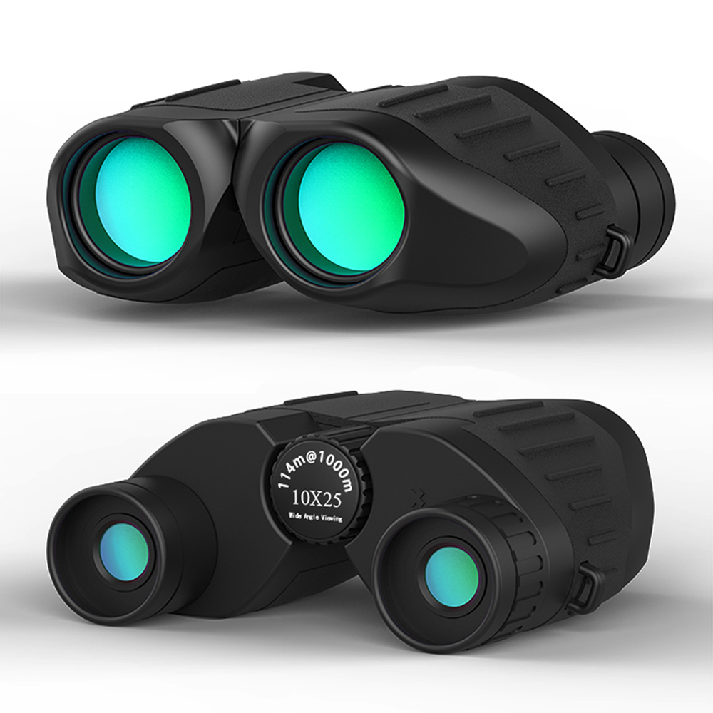 10x25 HD Powerful Binoculars BK4 Prism FMC Lens Folding Mini Telescope Portable High Power Binoculars for Hunting Bird Watching