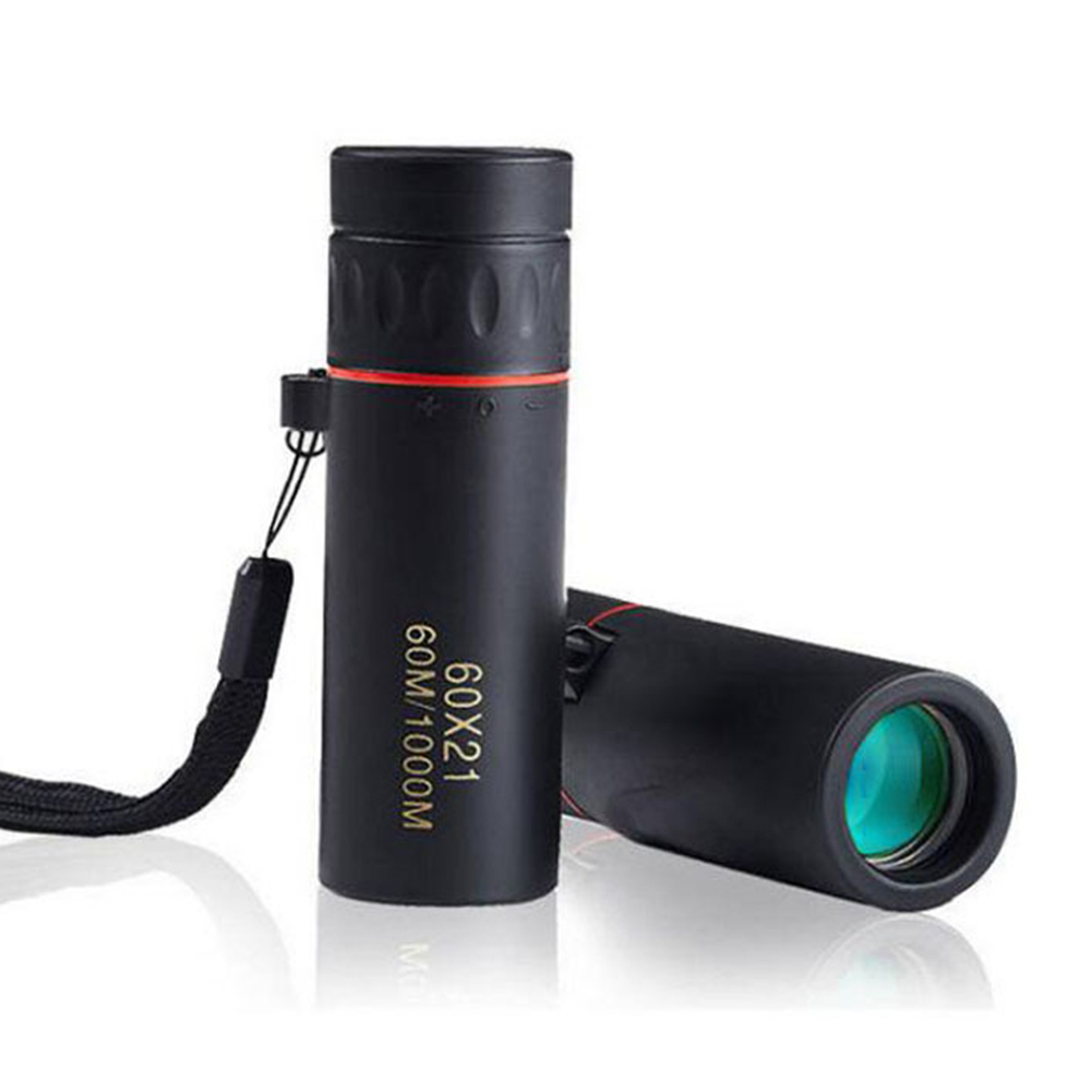 60x21 BAK4 Zoom Monocular Binoculars with Wrist Strap Pocket Mini Portable Telescope Optics Scope for Outdoor Camping Hunting