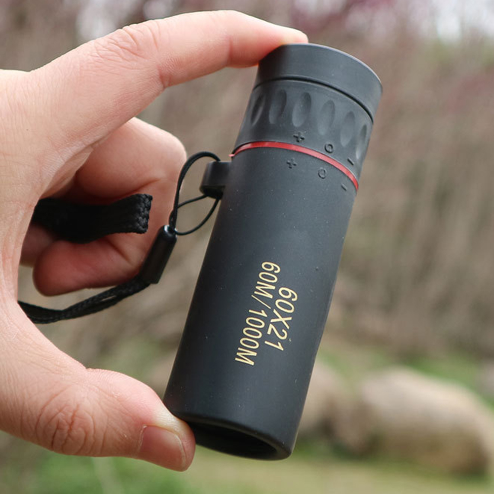 60x21 BAK4 Zoom Monocular Binoculars with Wrist Strap Pocket Mini Portable Telescope Optics Scope for Outdoor Camping Hunting