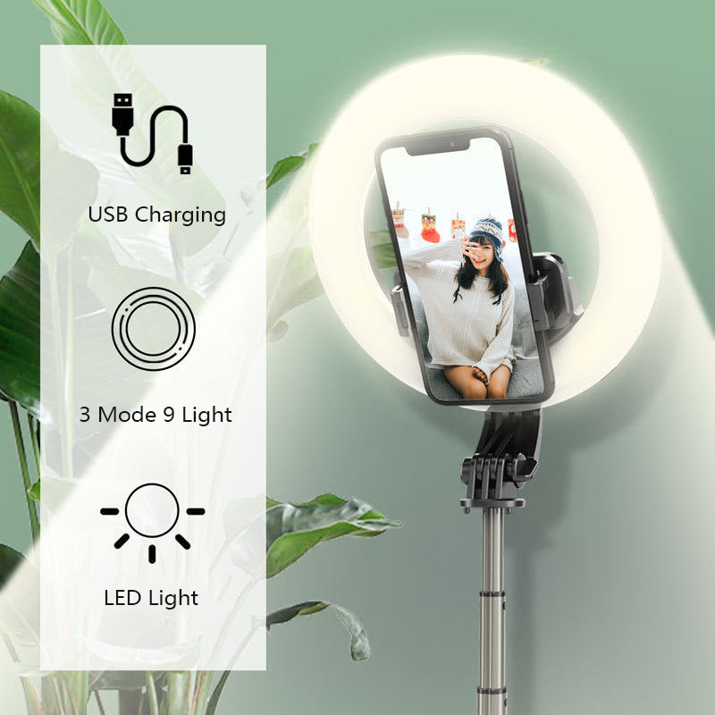 Light Dimmable LED Selfie Ring Light Photography Ring Lamp With Wireless Selfie Stick For Youtube Makeup