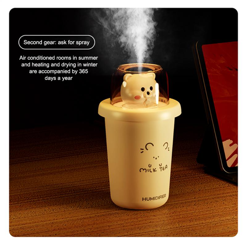 Cat Car Air Humidifier Colorful Atmosphere Lamp Diffuser Milk Tea Cup Mute Big Smoke Humidifier Women Car Accessories