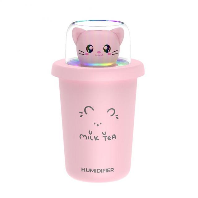 Cat Car Air Humidifier Colorful Atmosphere Lamp Diffuser Milk Tea Cup Mute Big Smoke Humidifier Women Car Accessories