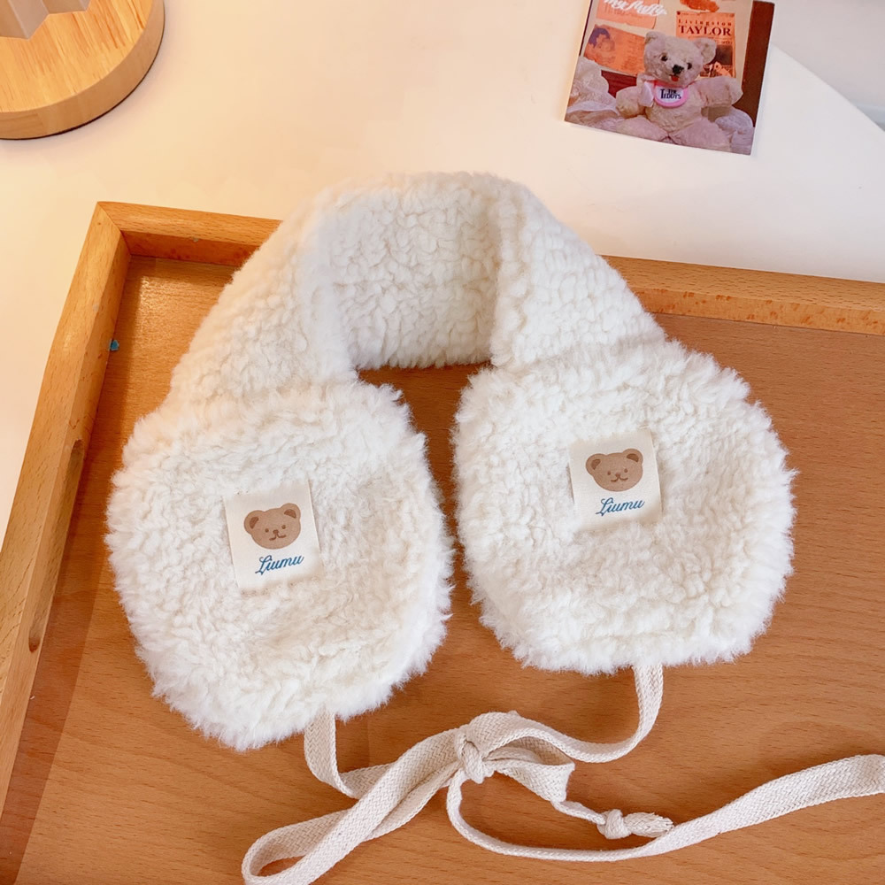 New Fashion Korea Women Winter Warm Plush Earmuff Ear Warmer Cute Bear Adults Kids Tie Plush Earmuffs