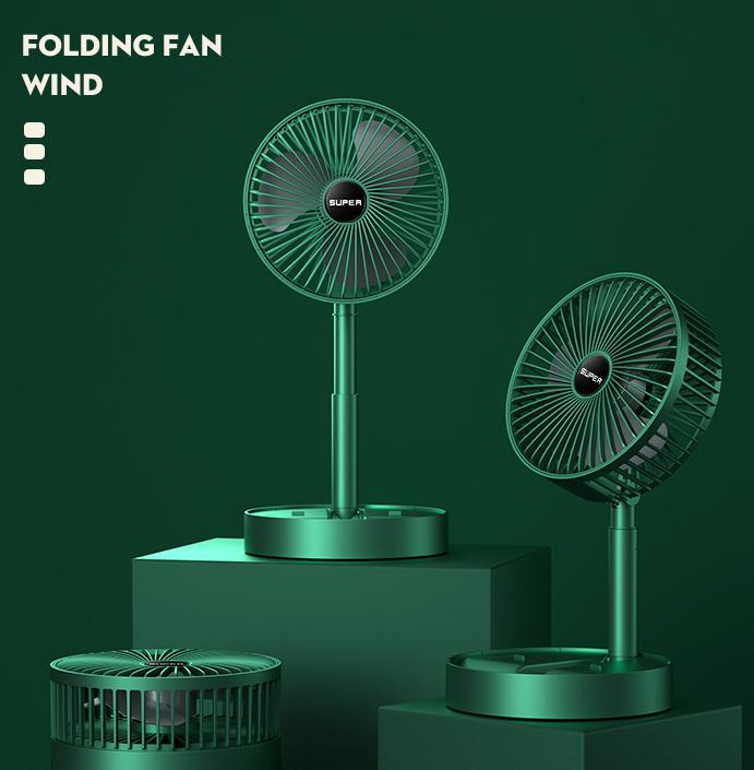 Household Foldable Telescopic Fan Low Noise High Battery Life Standby Mini Electric Fan Portable USB Rechargeable Fan Office