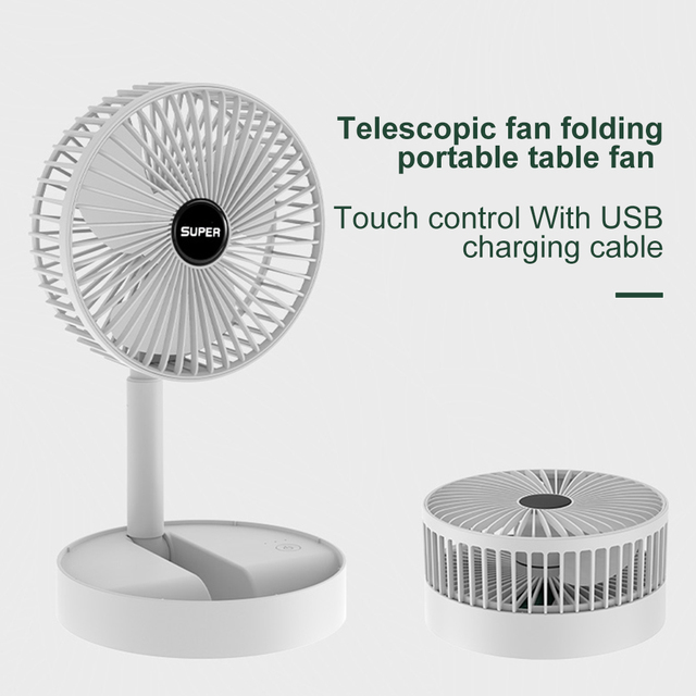 Household Foldable Telescopic Fan Low Noise High Battery Life Standby Mini Electric Fan Portable USB Rechargeable Fan Office