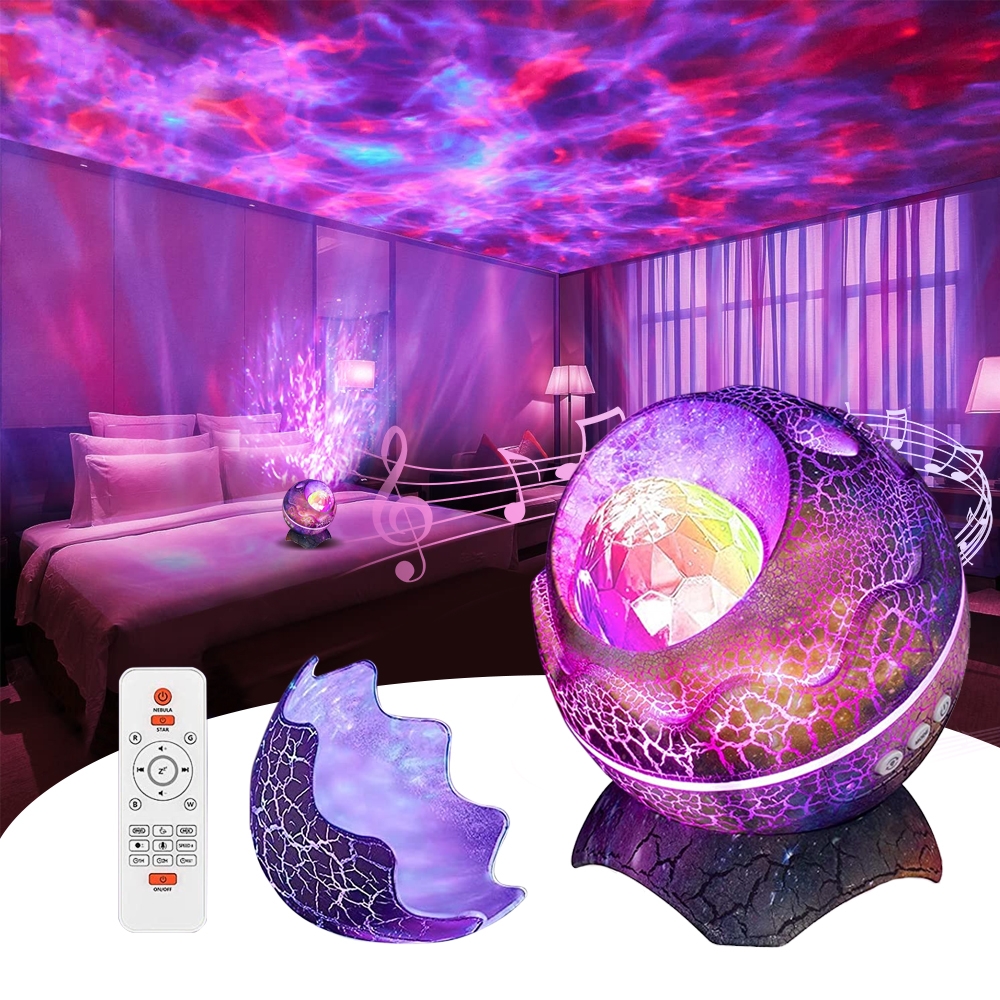 Dinosaur Egg Star Projector Galaxy Star Light Starry Sky Lamp LED Night Light Bluetooth Music Speaker Ocean Wave Room Decor