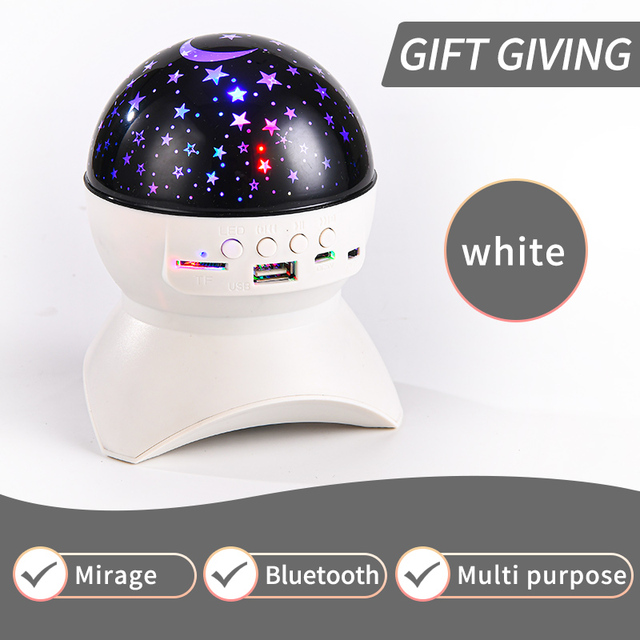 LED Projector Starry Sky Night Light Built-in Bluetooth-Speaker Lamp for Bedroom Room Decor Kids Valentine's Day gifts