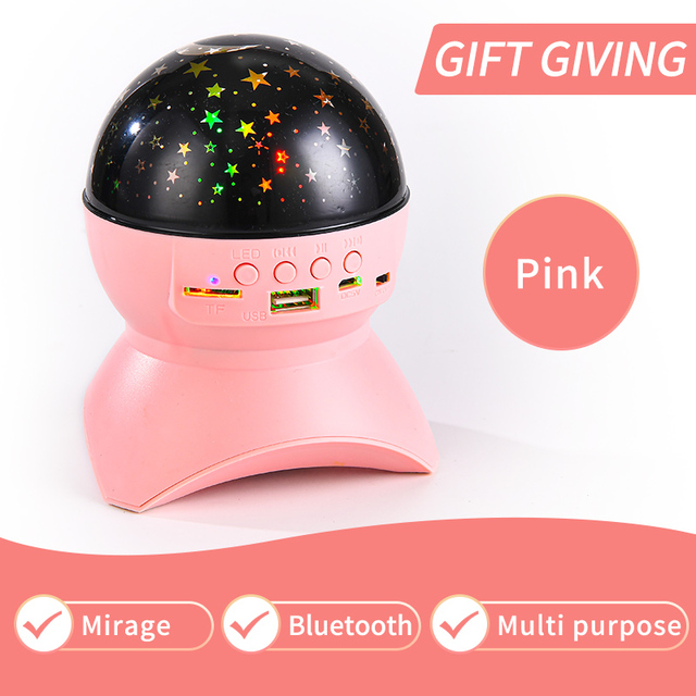 LED Projector Starry Sky Night Light Built-in Bluetooth-Speaker Lamp for Bedroom Room Decor Kids Valentine's Day gifts
